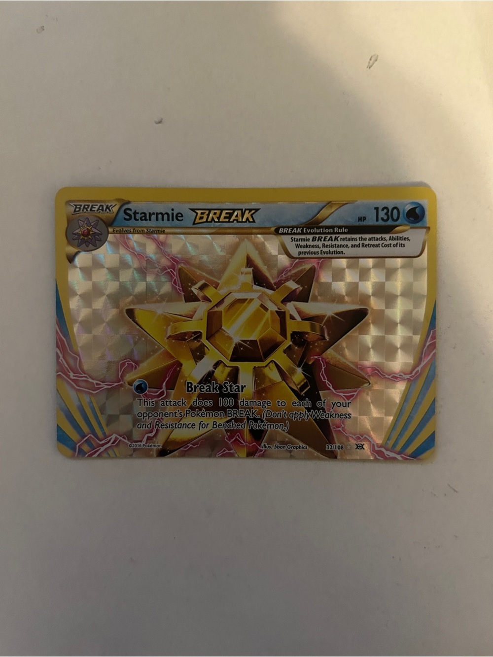 Pokemon Starmie BREAK Holo Yellow Gold Collector Card